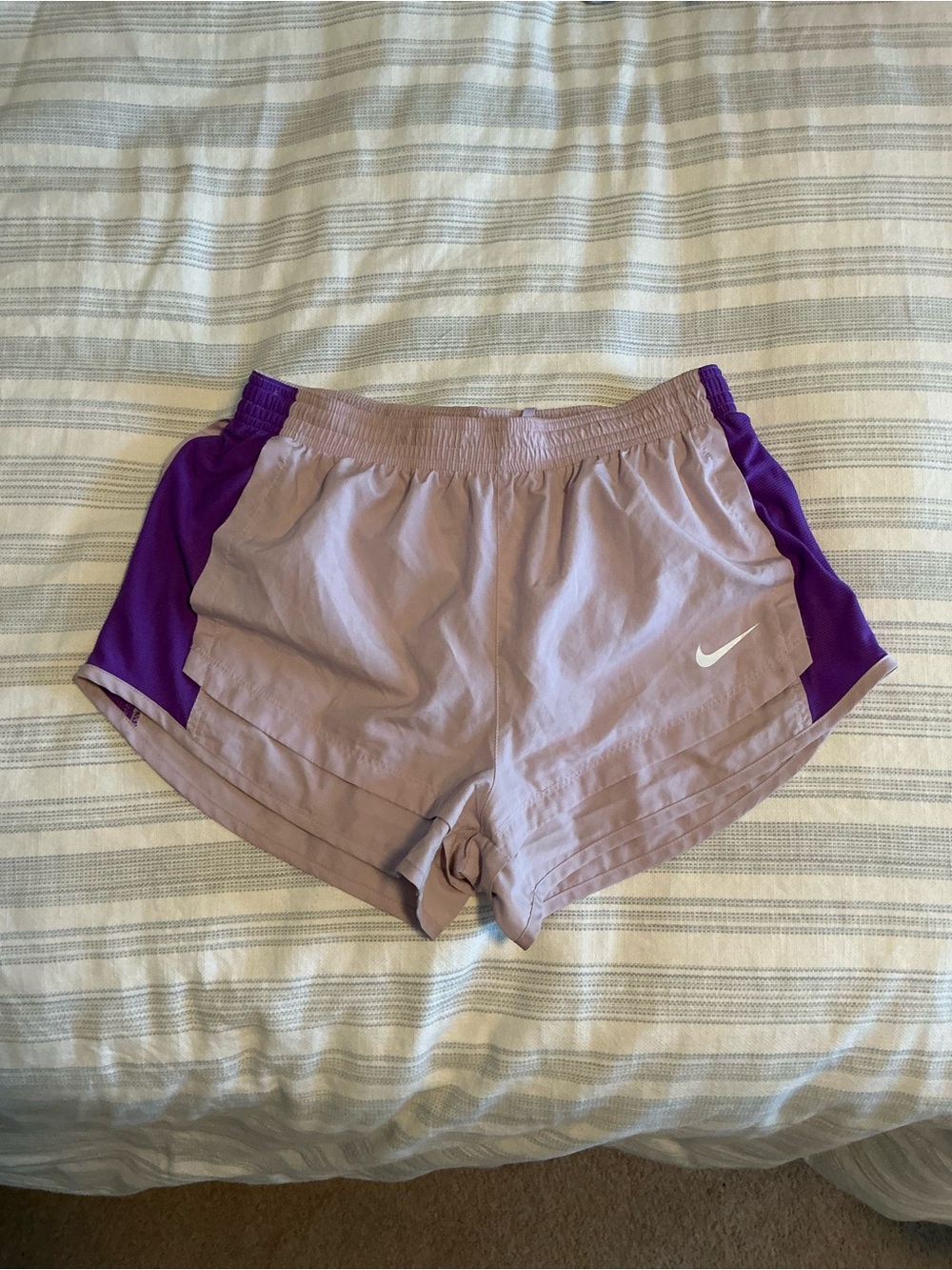 Nike Women's Lavender Shorts with Purple Side Panels